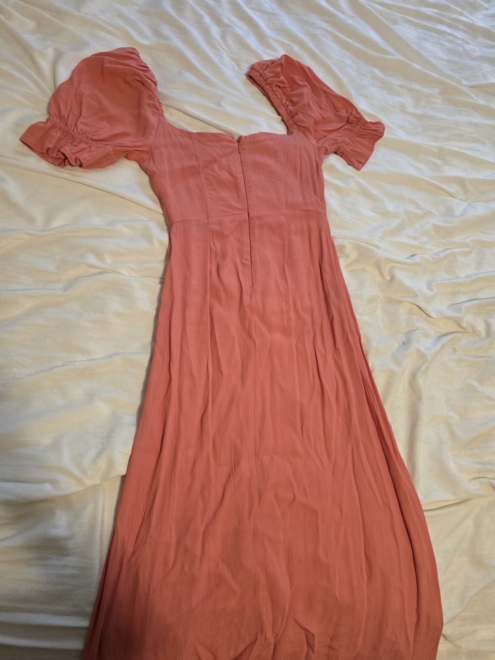 WeWoreWhat Coral Puff-Sleeve Midi Dress
